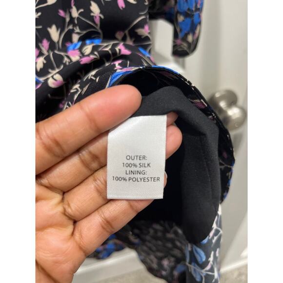 SALONI Tricia Off-the-Shoulder Silk Floral Ruffled Dress Sz 10 - Picture 5 of 9